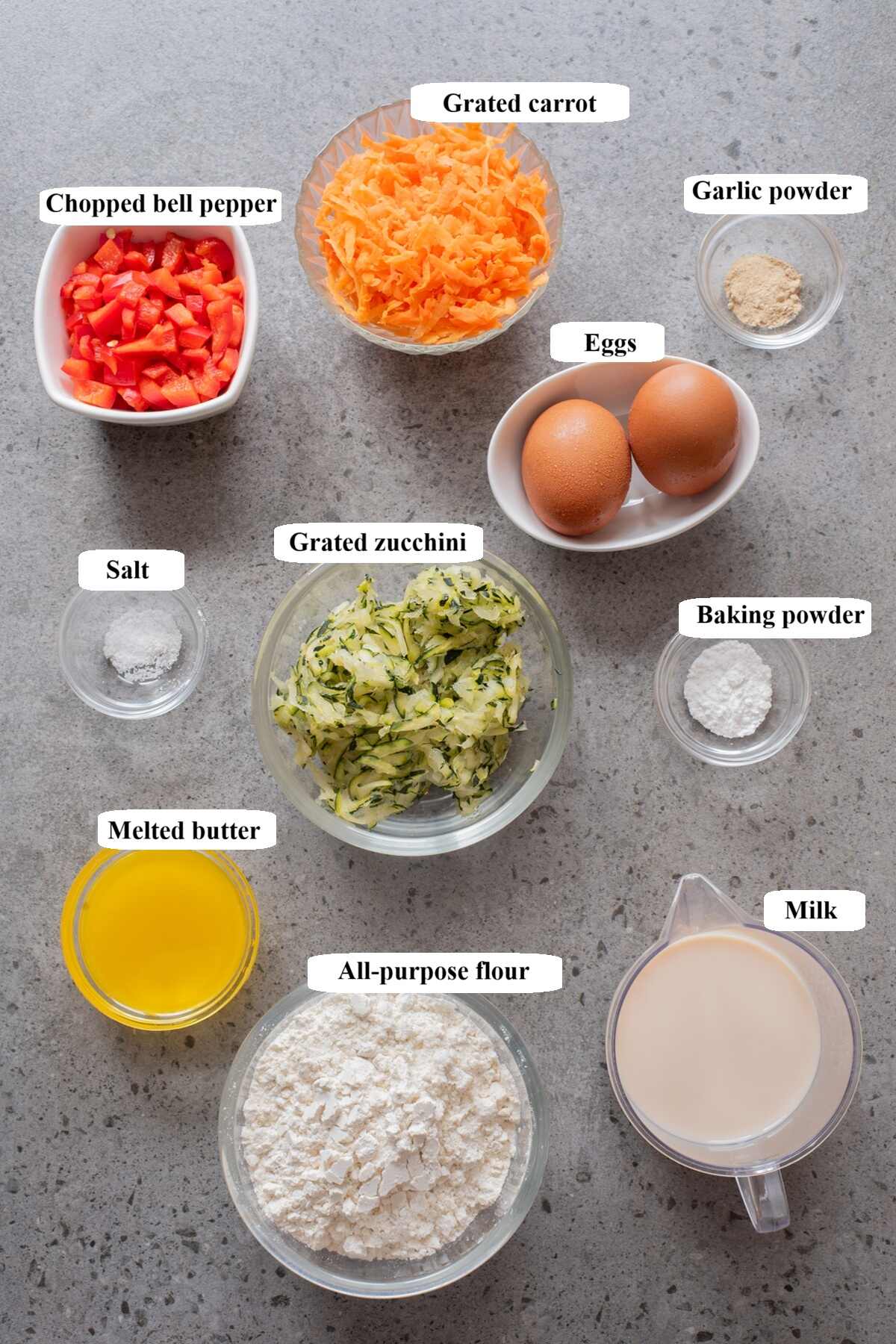 air fryer veggie muffins - ingredients list