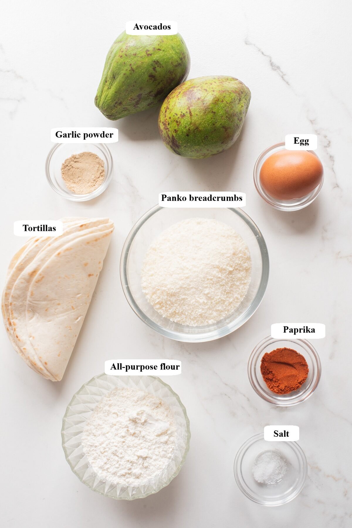 air fryer avocado tacos -ingredients list