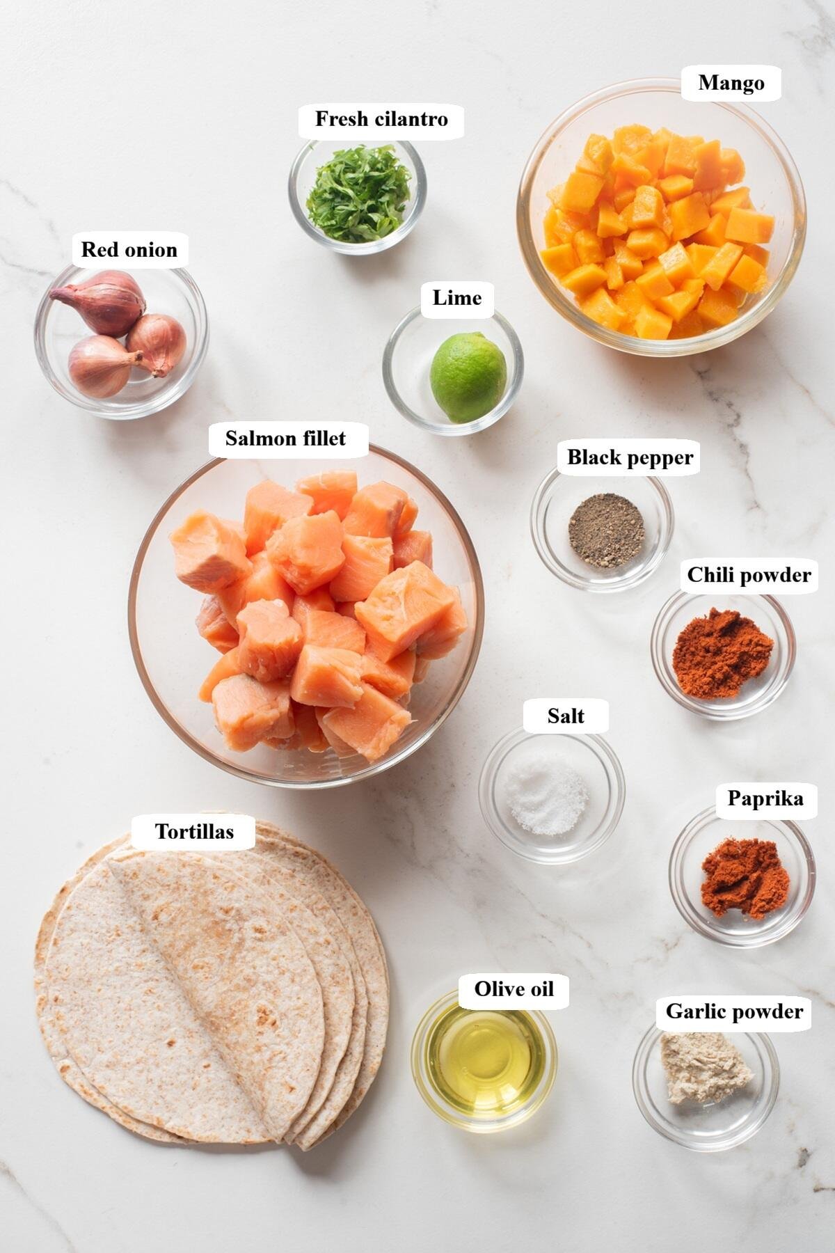 air fryer salmon tacos - ingredients list