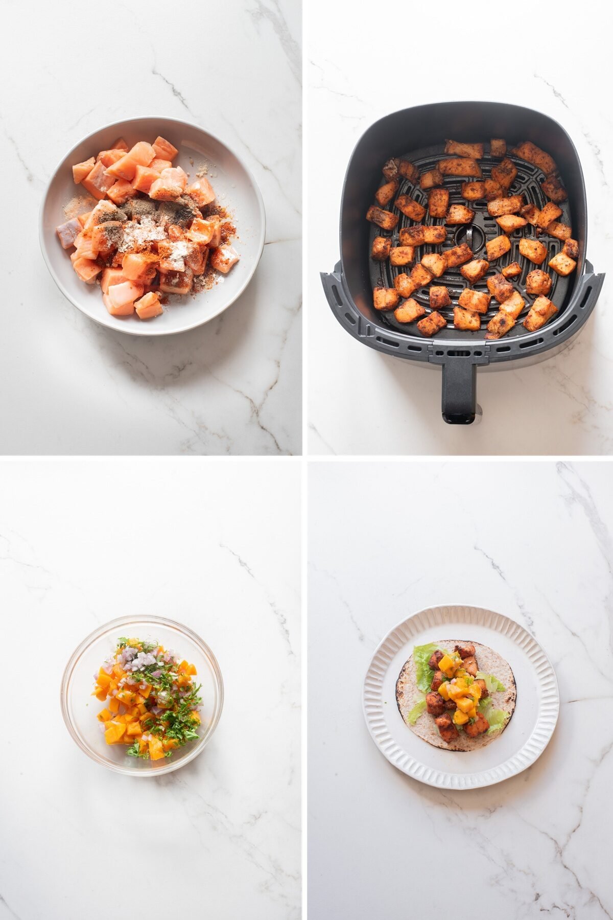 air fryer salmon tacos - steps