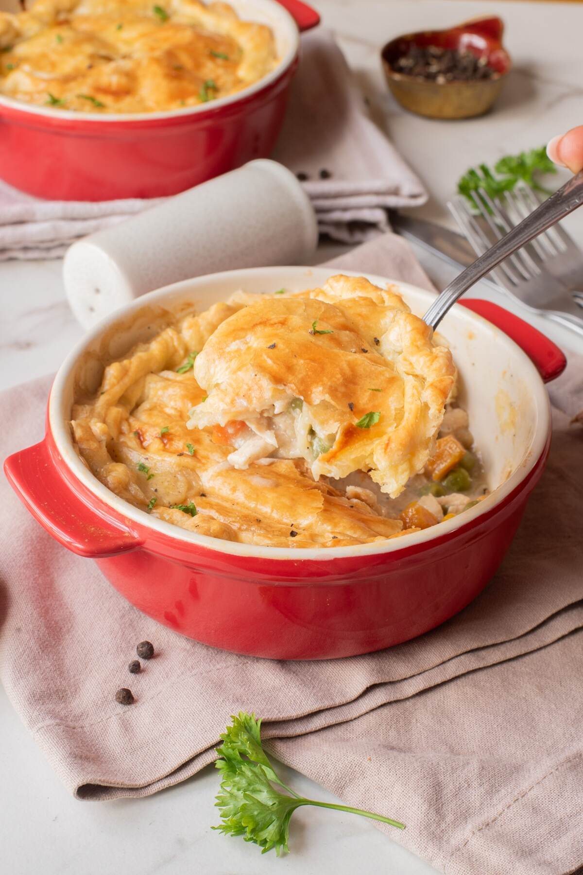 individual chicken pot pie in the air fryer