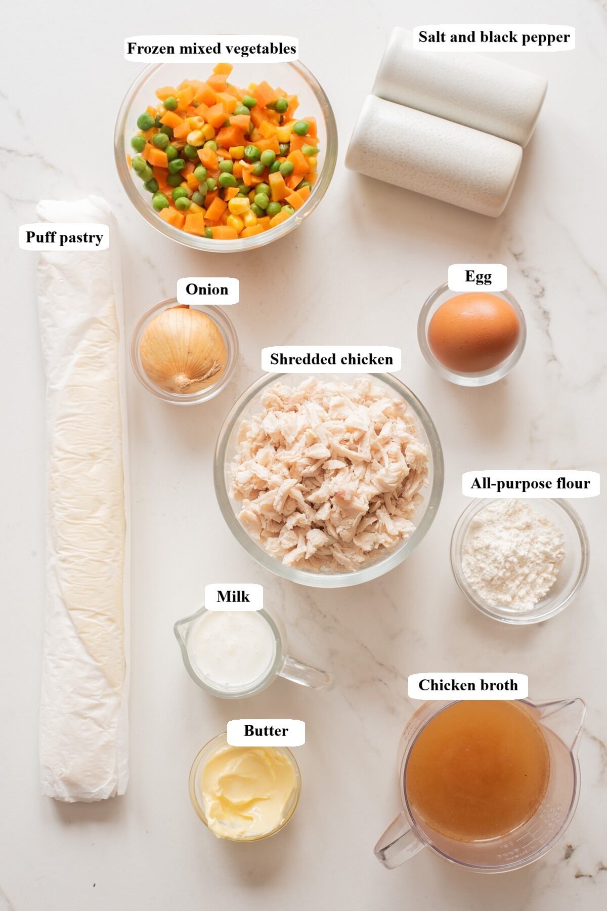 individual chicken pot pie in the air fryer - ingredients-list