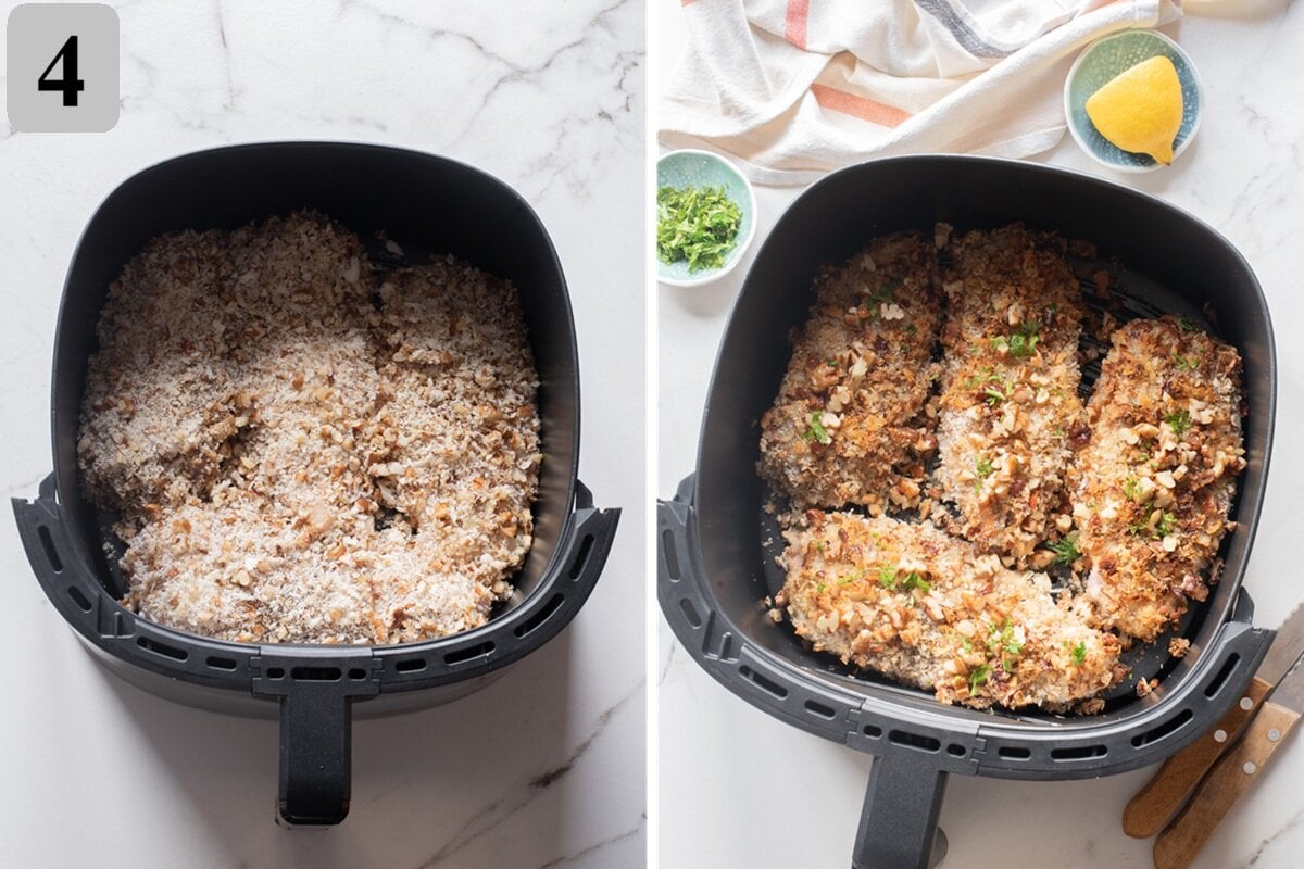 place the chicken in a single layer, air fry for 12 - 14 minutes, flipping halfway, until golden