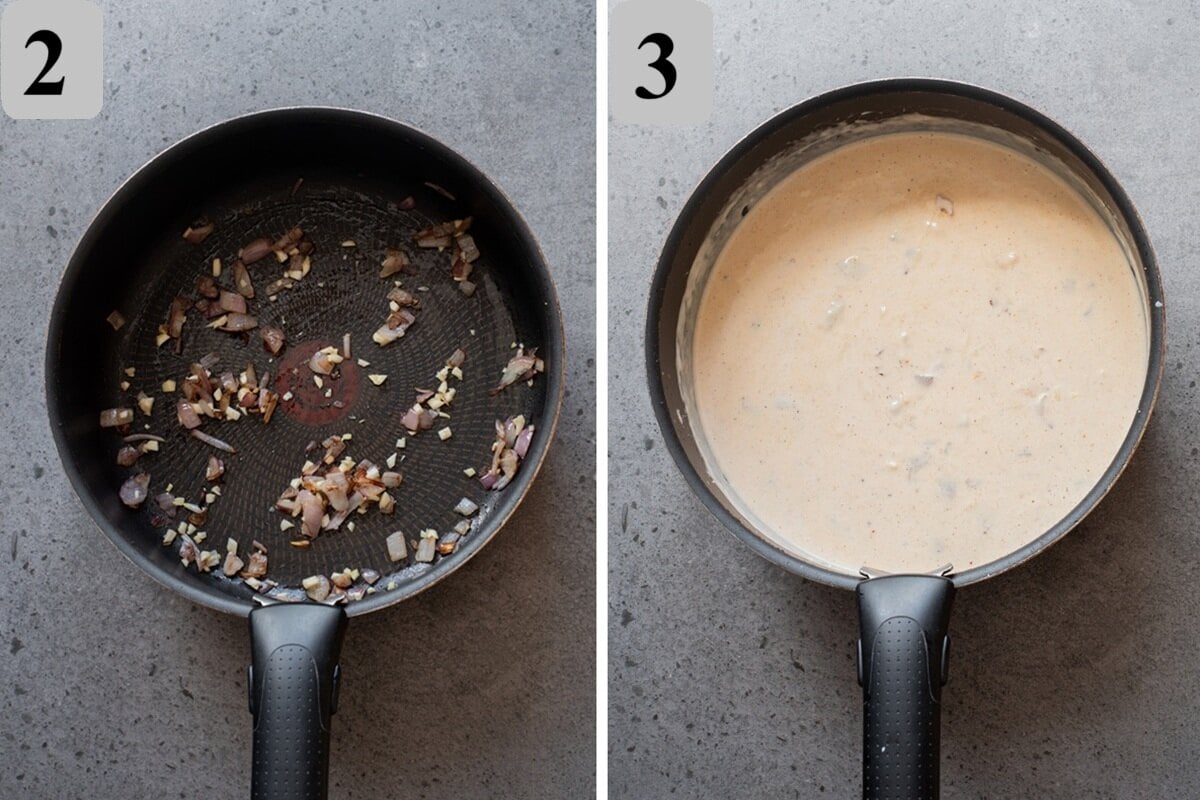 Cook the aromatics and make the creamy mixture