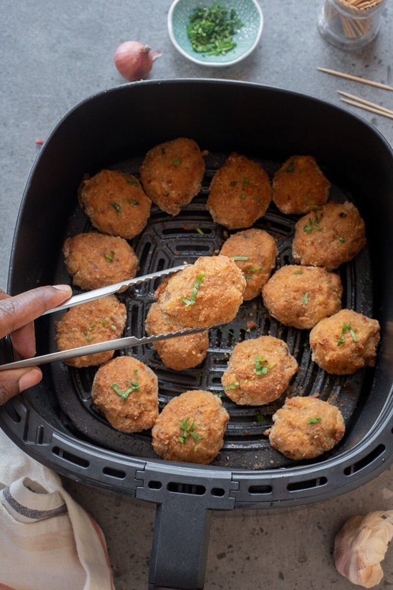 chicken croquettes in an air fryer