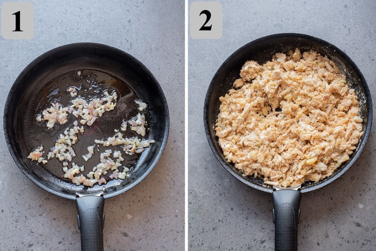 Cook onion in butter, add garlic, then stir in chicken, potatoes, milk, and remaining ingredients until combined and slightly thickened.