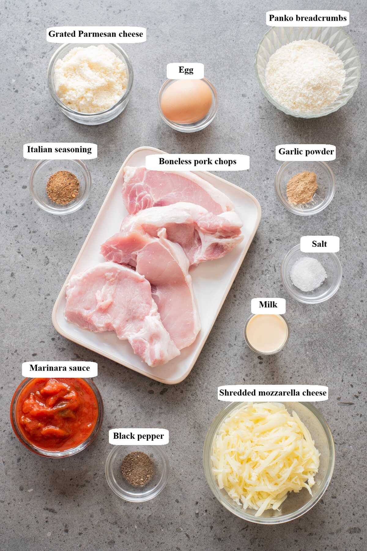 panko pork chops air fryer - ingredients list