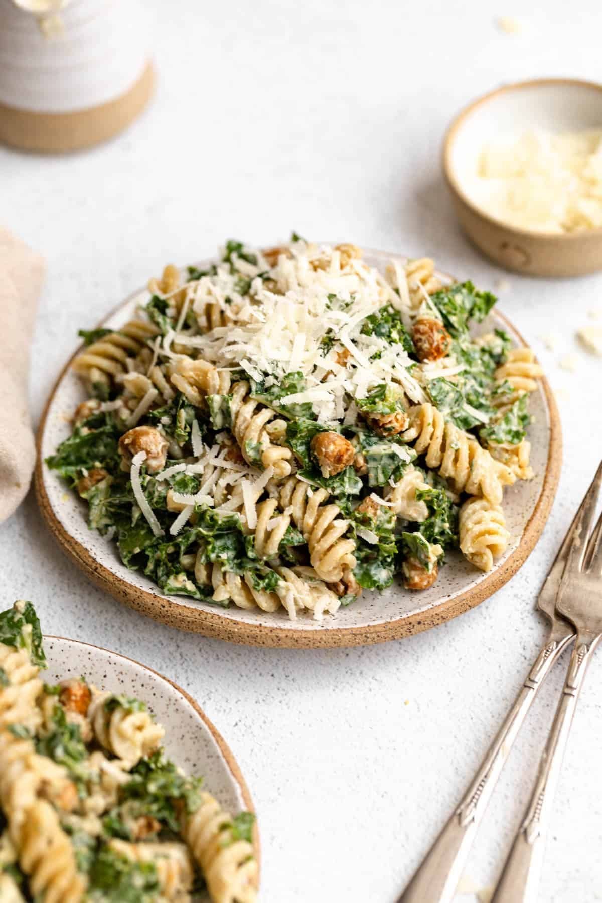 Kale Caesar Pasta Salad