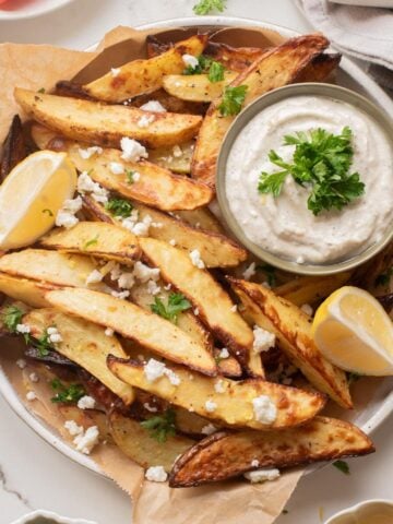air fryer greek lemon potato wedges