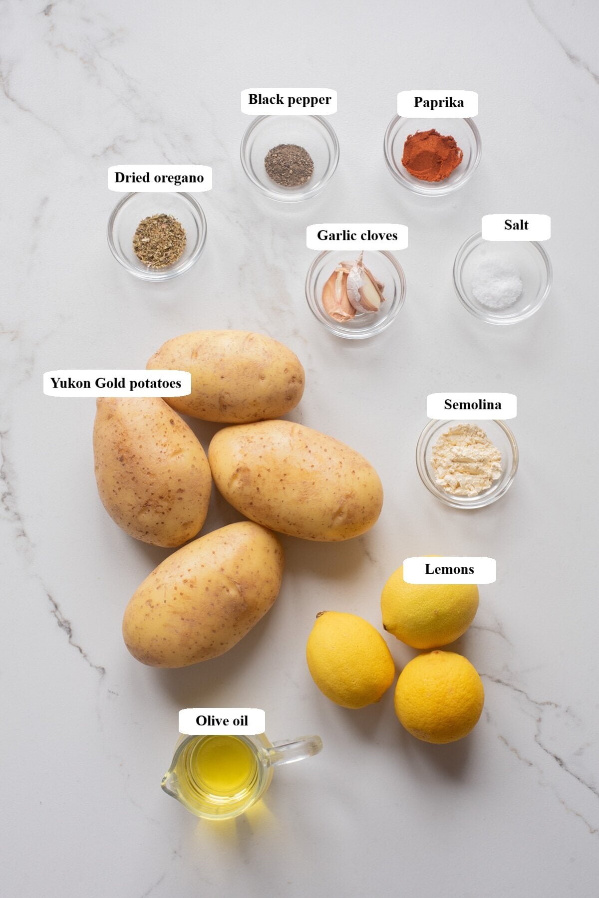 air fryer greek lemon potato wedges - ingredients list