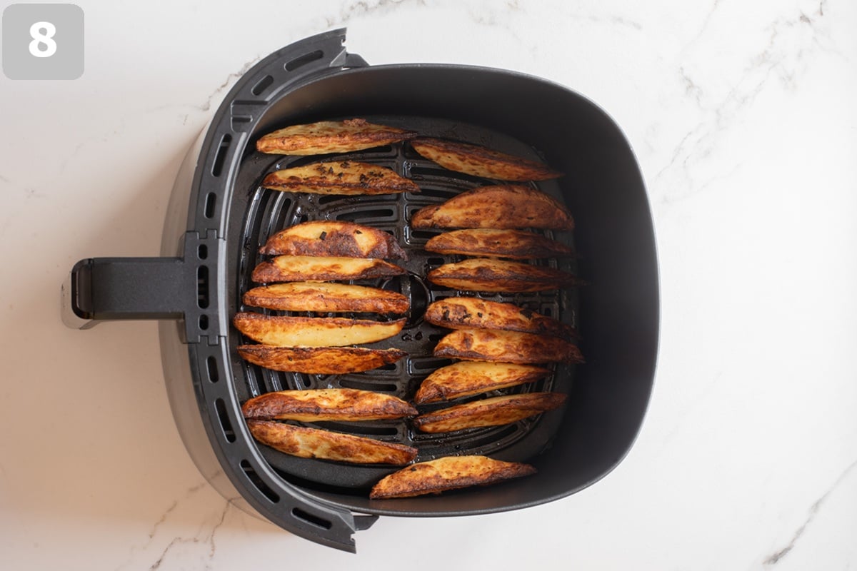 Cook potato until golden and crispy.