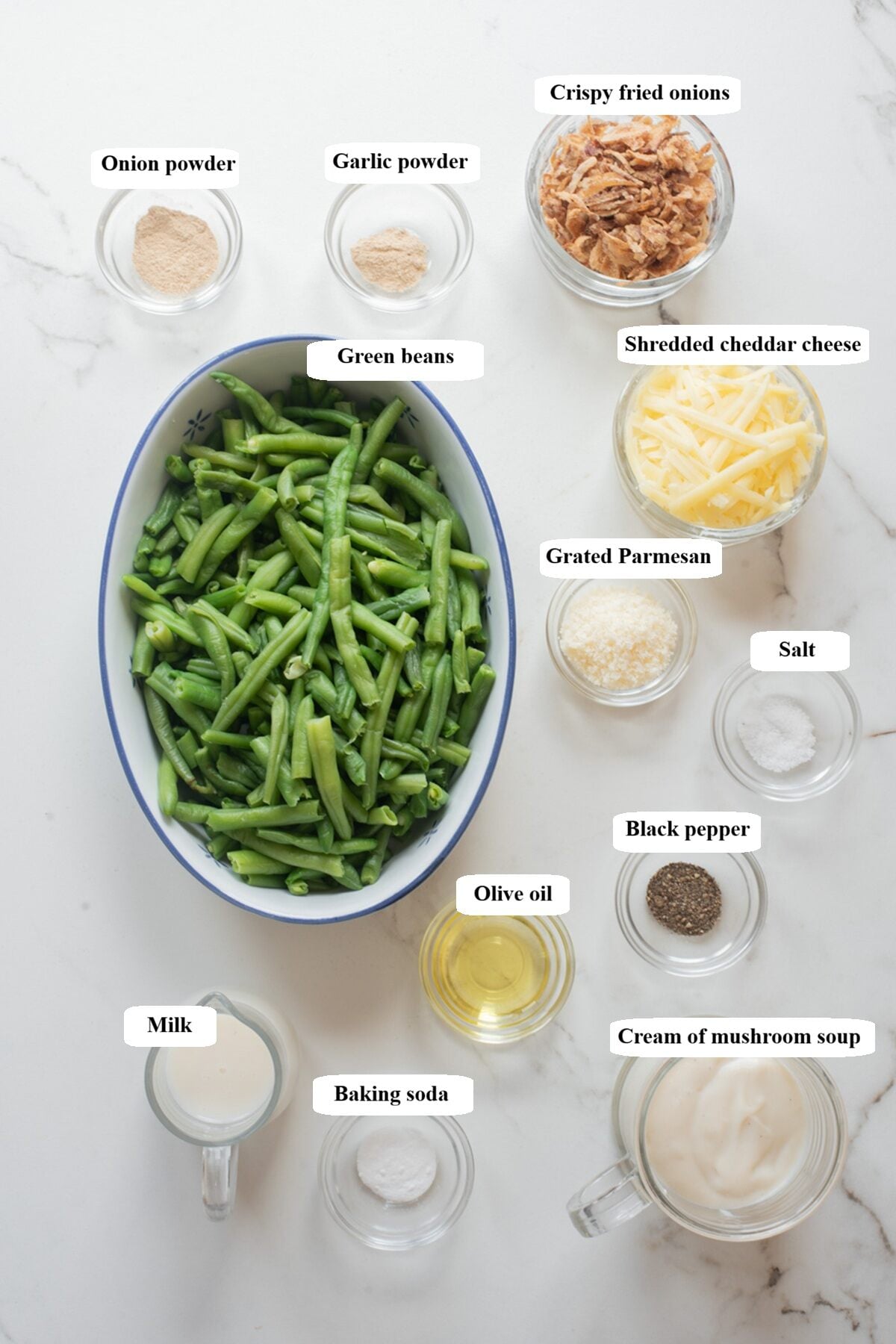 air fryer green bean casserole - ingridients list