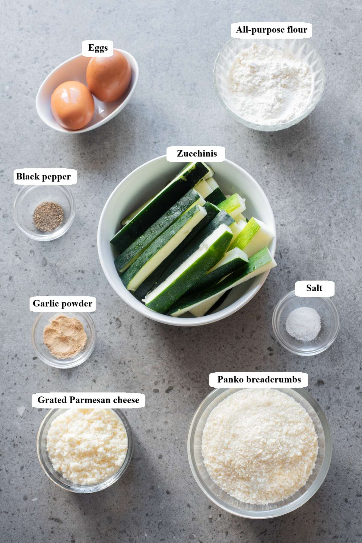 air fryer zucchini fries - ingredients list