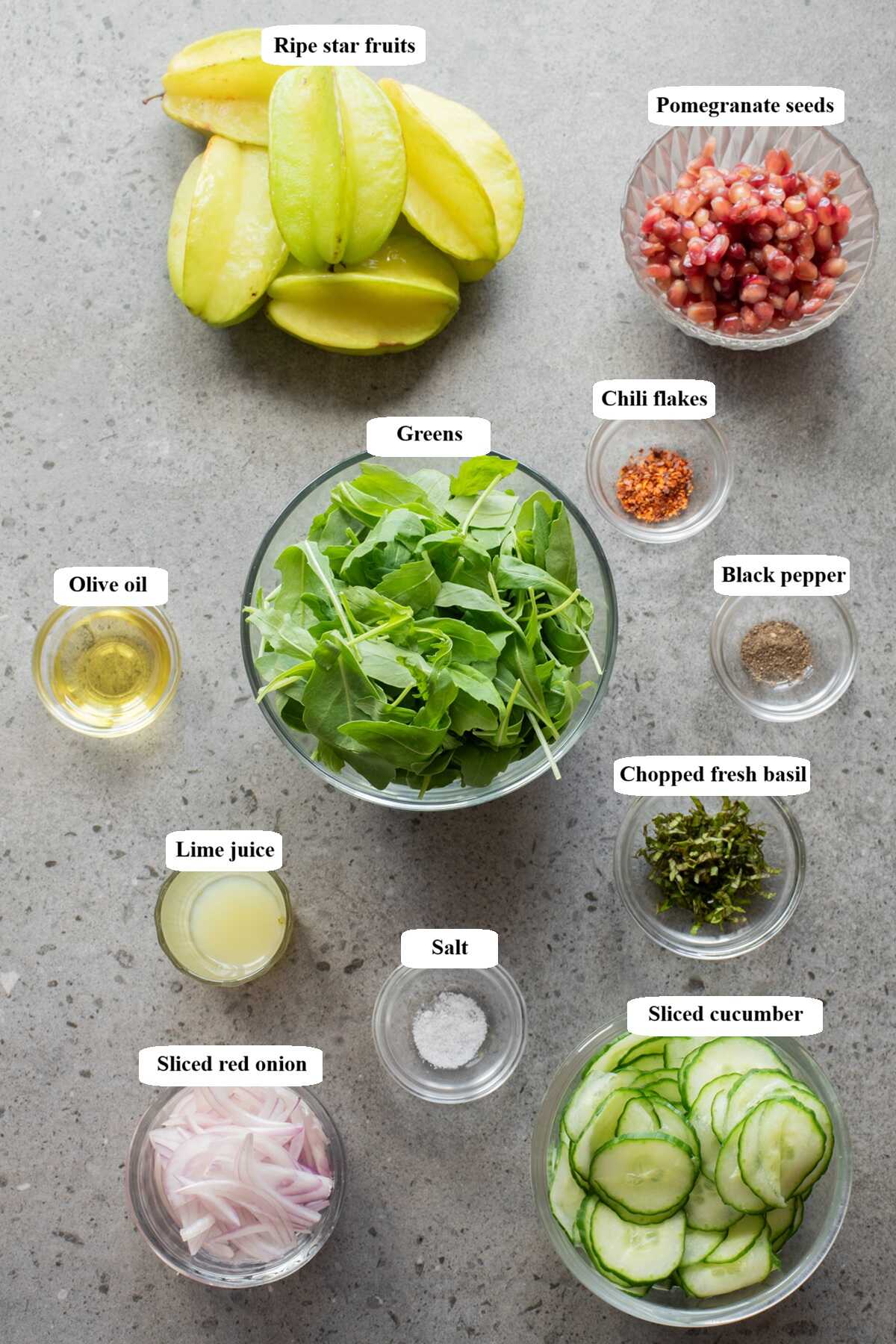 star fruit salad - ingredients list