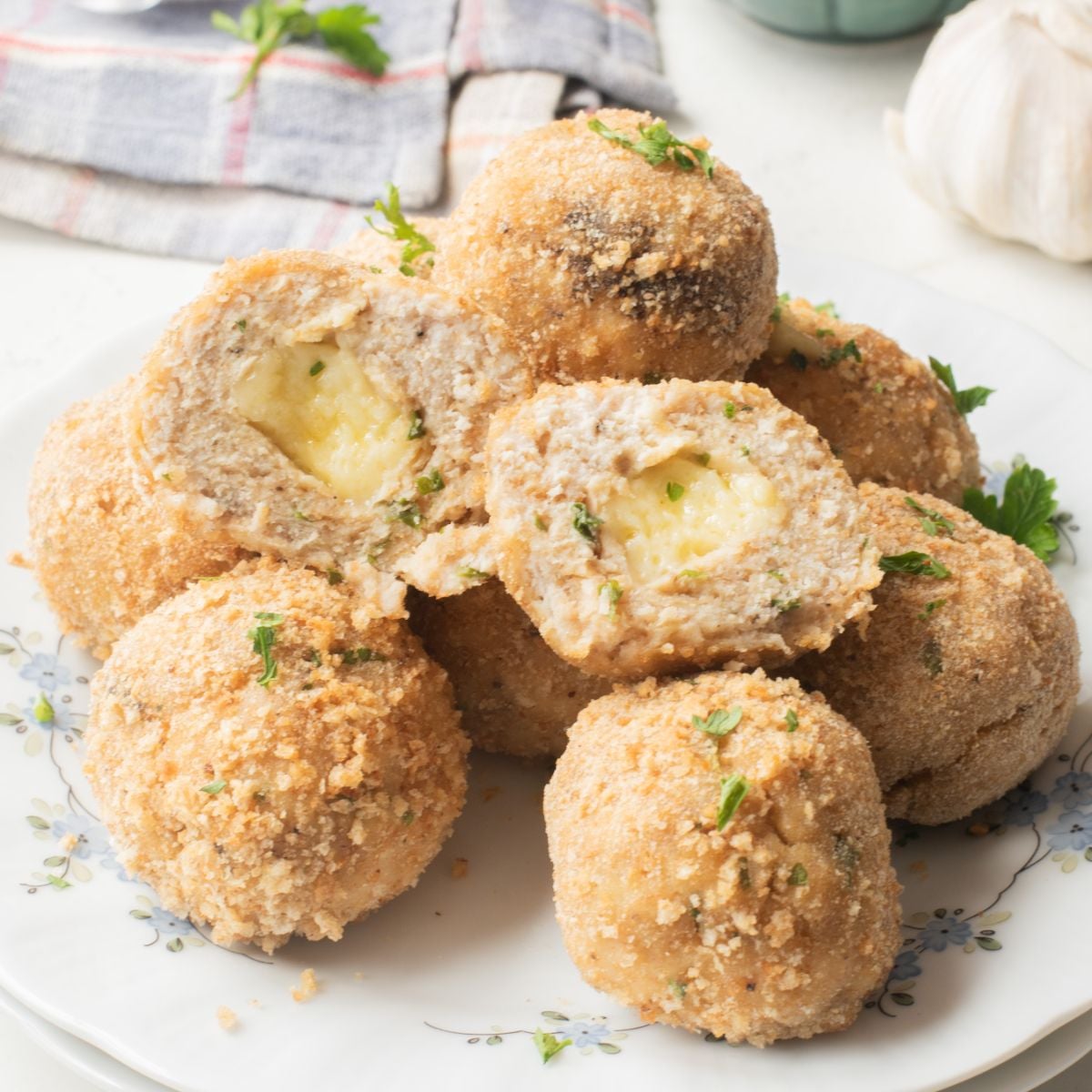 Air Fryer Chicken Meatballs Stuffed with Mozzarella