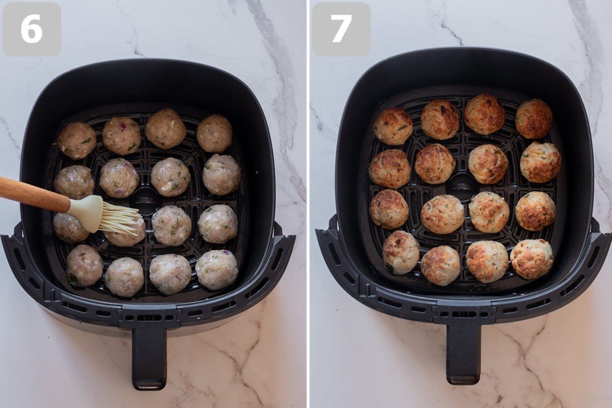 air fryer greek turkey meatballs with tzatziki steps