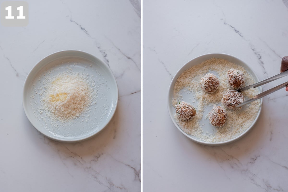 Mix panko with oil, then coat each shrimp ball evenly.