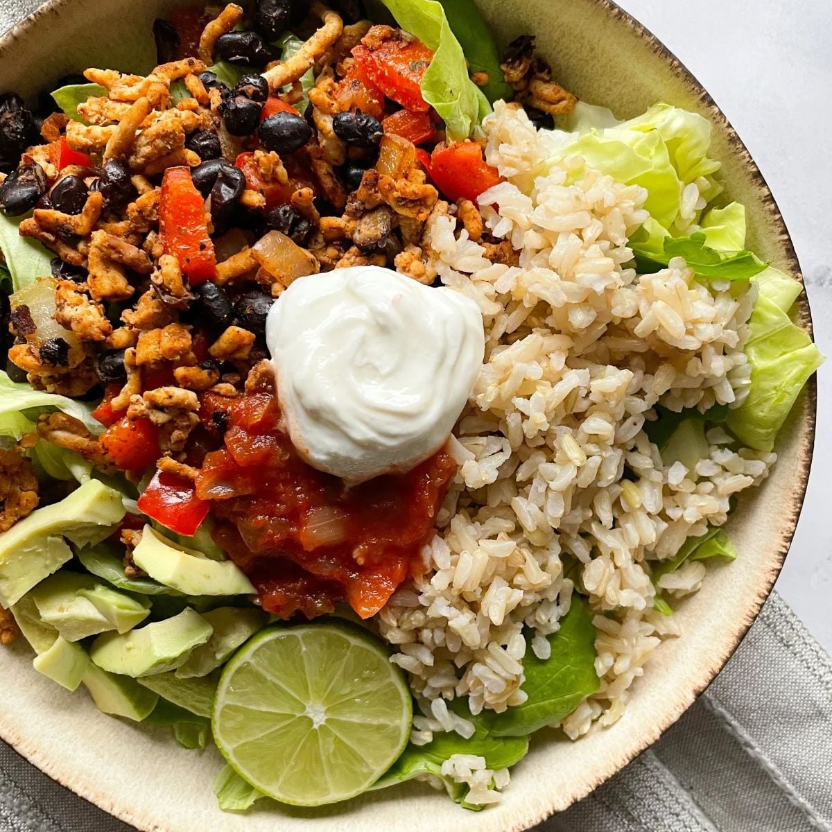 Ground Chicken Burrito Bowl