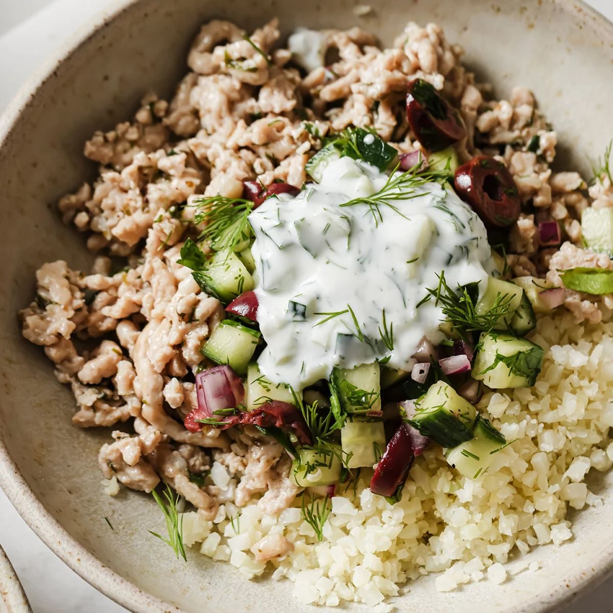 Healthy Greek Ground Chicken Bowls