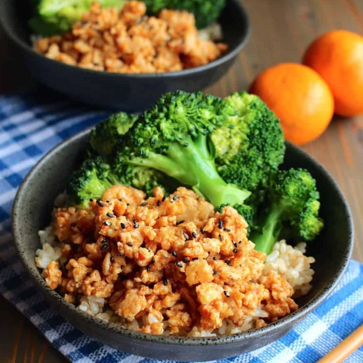 Orange Ground Chicken Rice Bowls