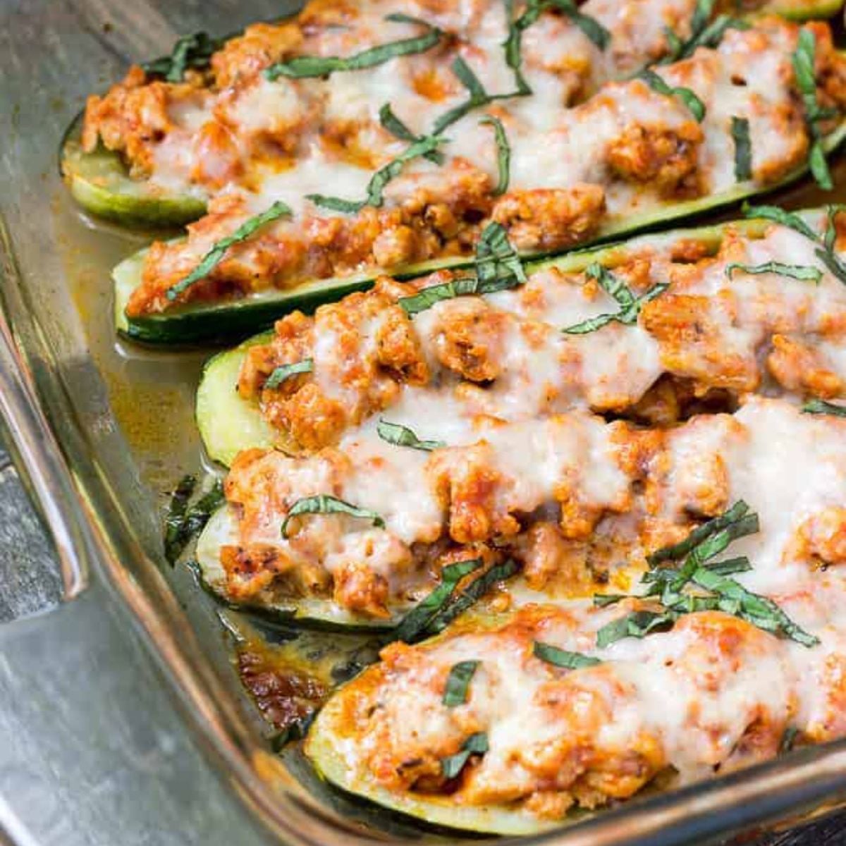 Chicken Parmesan Zucchini Boats