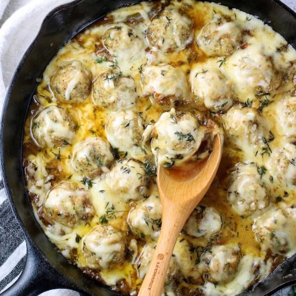 French Onion Chicken Meatballs