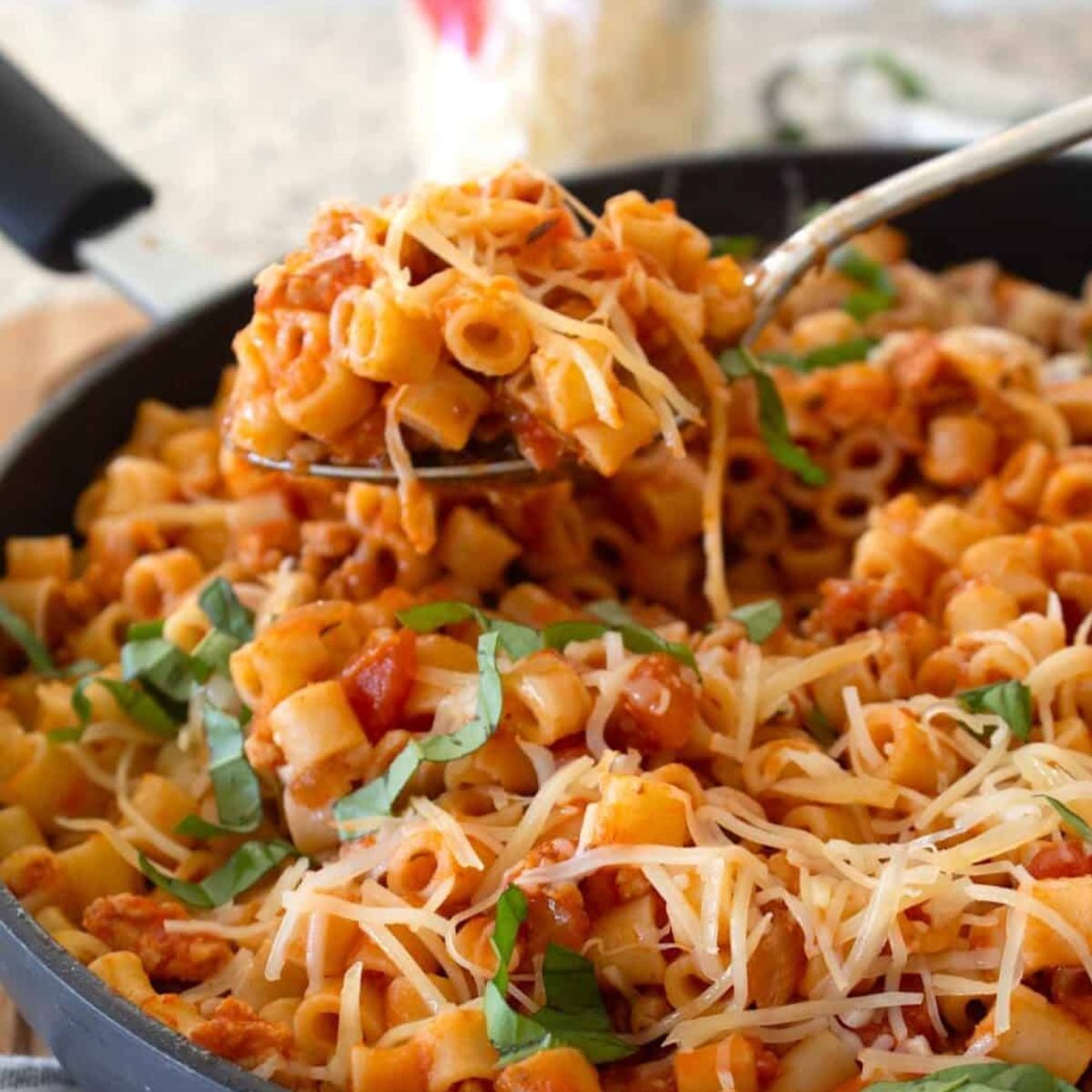 Ground Chicken Pasta Skillet
