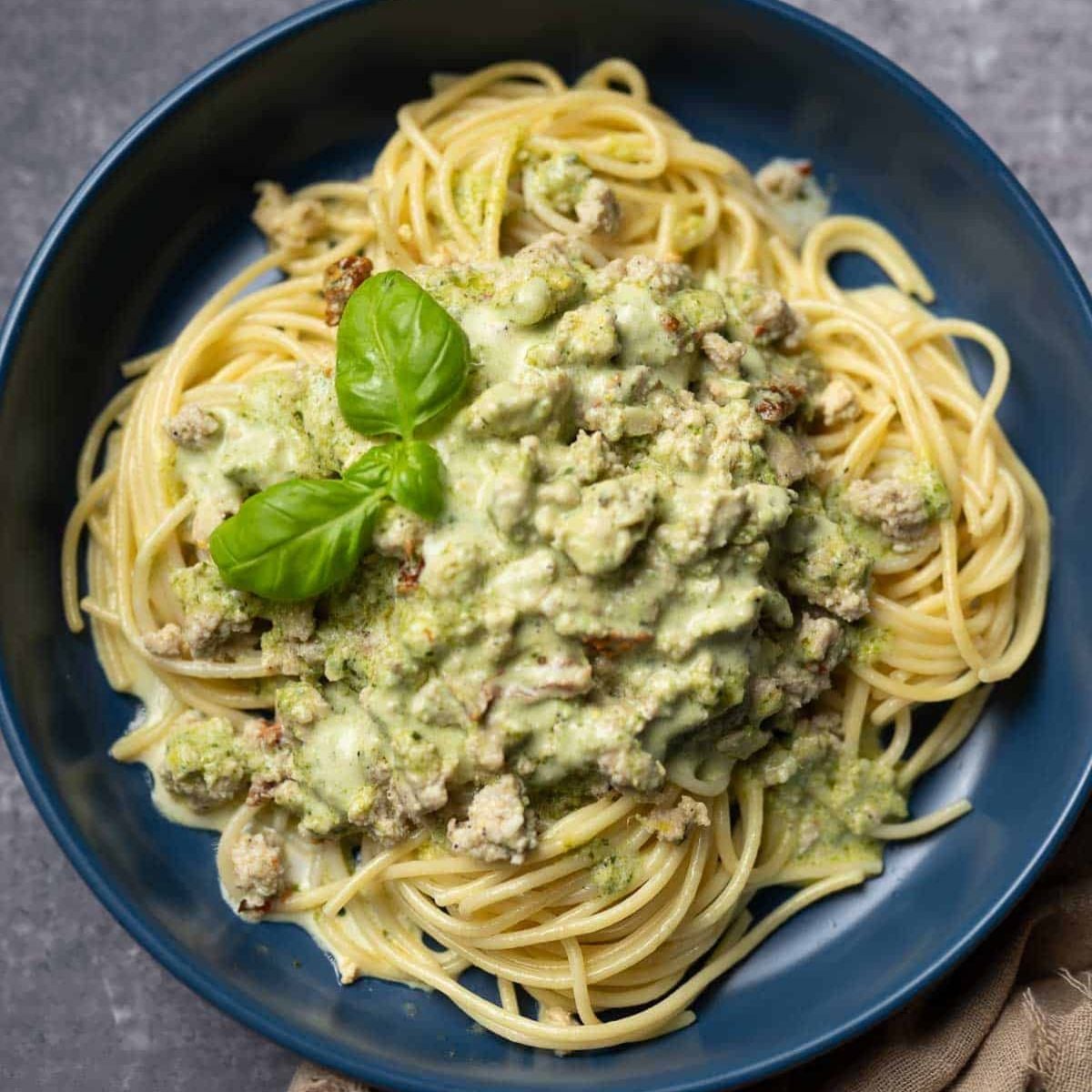 Ground Chicken Pesto Pasta