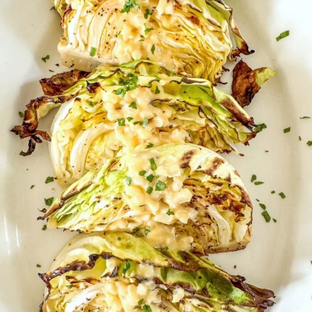 Easy Roasted Cabbage with Amazing Onion Dijon Sauce