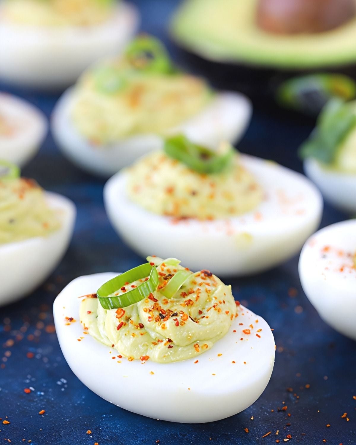 Zesty Avocado Deviled Eggs with Tajin