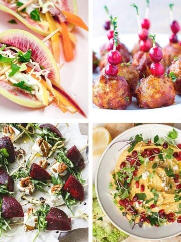 Collection of healthy Thanksgiving appetizer ideas, featuring festive and light holiday finger foods.